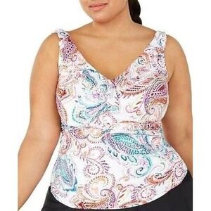 NWOTD Ralph Lauren Plus 18W Captiva Ruffle Tankini Beach Halter Top 124949